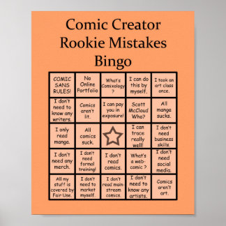 Comic Creator Rookie Mistakes Bingo Poster