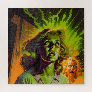 Comic-Deckwerk-Retro für Pulp-Horror der 80er Jahr Puzzle