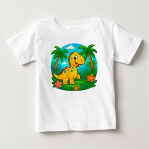 Comic-Dinosaur in einer tropischen Szene Baby T-shirt