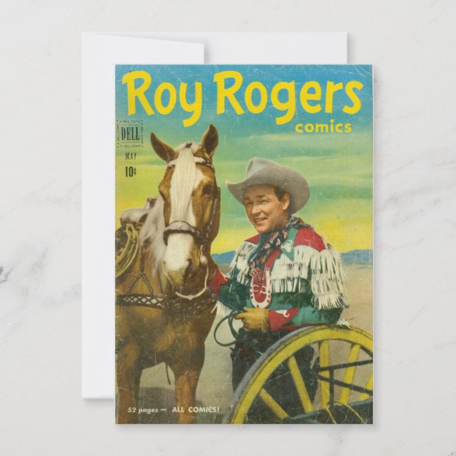 Comic-Einladung KARTE Cowboy-Western Roy Rogers (Vorderseite)
