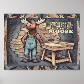 Comic-Elch, Lustiger Spruch, Farbige Bleistiftskiz Poster