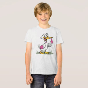 Comic-Ente mit erhobenem Finger, die eine Nachrich Tri-Blend Shirt