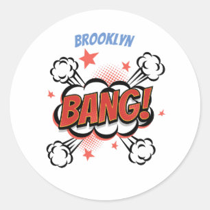 Comic Explosion kallisolierte Typografie Runder Aufkleber