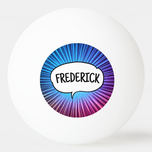 Comic-Explosion personalisierter Name Trendy Tischtennisball (Vorderseite)