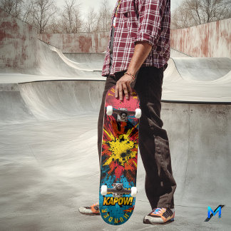 Comic Explosion Pop Art - Kühne 'Boom!' & 'Kapow' Skateboard