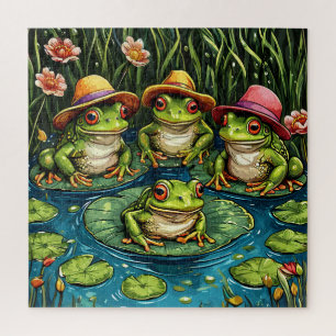 Comic-Frösche-Geschenk für Tierliebhaber Puzzle