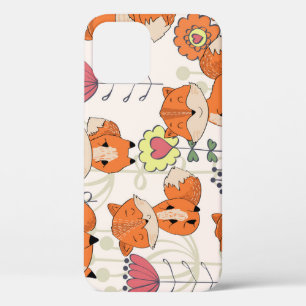 Comic-Fuchs, Blumen: Vintage-Handzeichnung-Muster Case-Mate iPhone Hülle