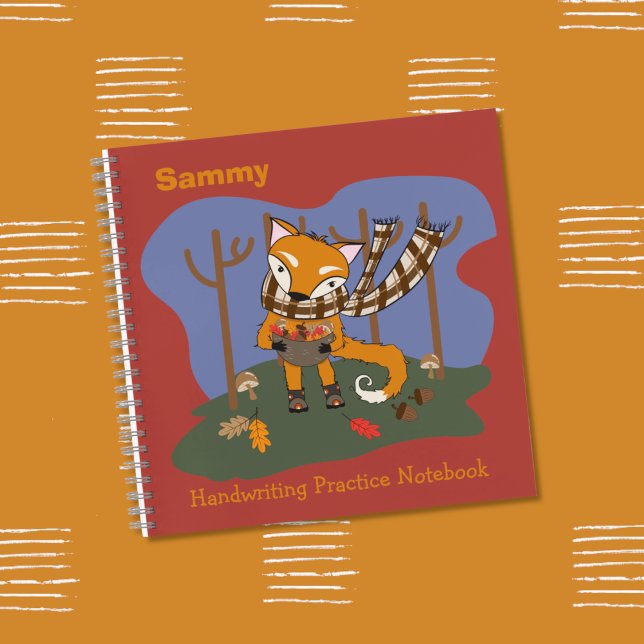 Comic-Fuchs-Kind-Handschrift-Übungsheft Notizbuch (Kid handwriting practice notebook .)