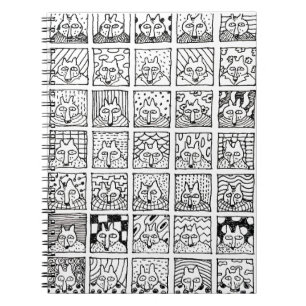 Comic-Füchse Gesichter Quadrate Zeichnung Notizblock
