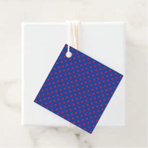 Comic Funny Superheran Stars Red Blue Gift Tag Geschenkanhänger