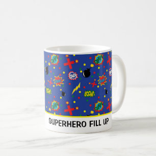Comic Funny SUPERHERO FILME up Boom Zap Pow Blau Kaffeetasse