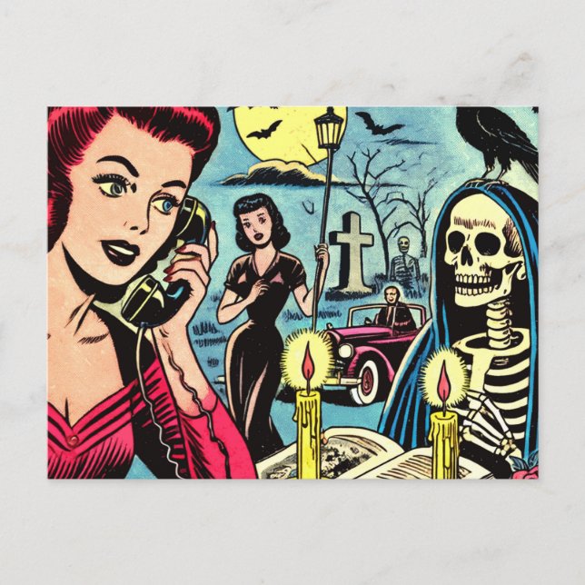 Comic für Vintage Horror Postkarte (Vorderseite)