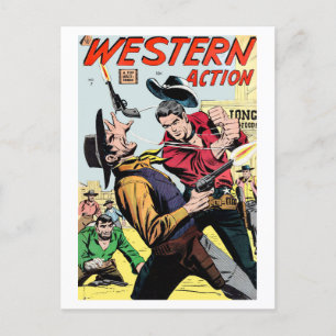 Comic für Vintage Western-Aktion Postkarte