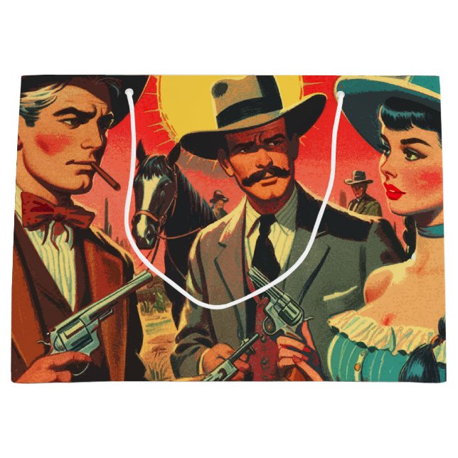 Comic für Vintage Western Große Geschenktüte (Vorderseite)