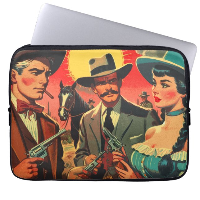 Comic für Vintage Western Laptopschutzhülle (Vorderseite)