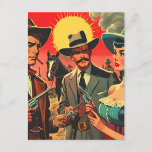 Comic für Vintage Western Postkarte