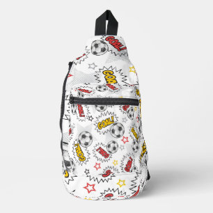 Comic Fußball-Tor-Muster – Retro-Sport Crossbody Bag