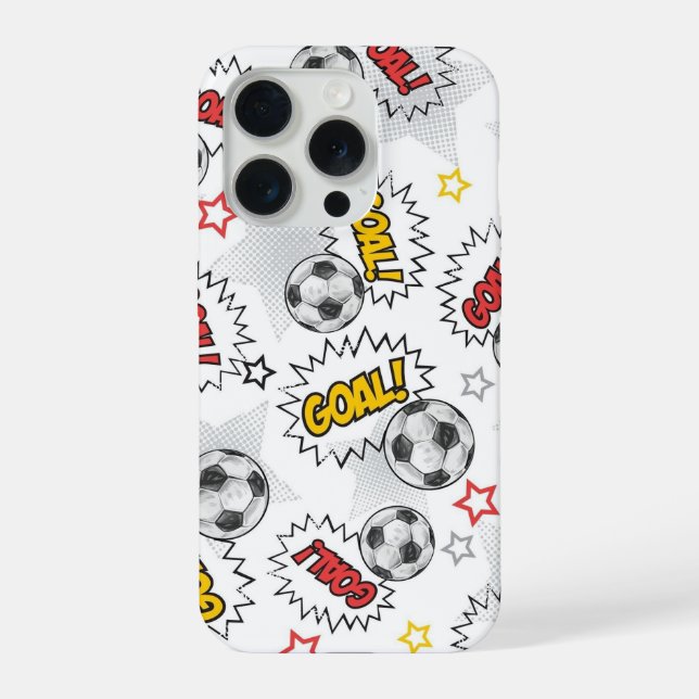 Comic Fußball-Tor-Muster – Retro-Sport iPhone Hülle (Rückseite)