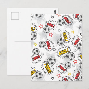 Comic Fußball-Tor-Muster – Retro-Sport Postkarte