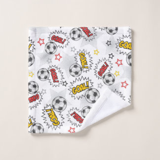 Comic Fußball-Tor-Muster – Retro-Sport Waschlappen