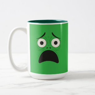 Comic-Gesichtsausdrücke, erschrockenes Gesicht, üb Zweifarbige Tasse