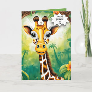 Comic-Giraffe zum 3. Geburtstag Karte