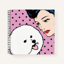Comic Girl mit Bichon Frise Notebook Notizbuch