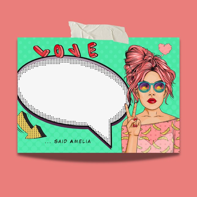 Comic Girl Pop Art Speech Blase Cool Personalisier Post-it Klebezettel (Von Creator hochgeladen)