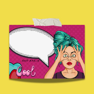 Comic Girl Pop Art Speech Blase Pink Personalisier Post-it Klebezettel