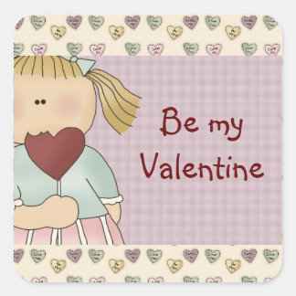 Comic Girl with Heart Valentine's Day Stickers