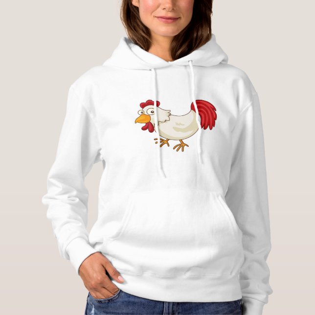 Comic-Hahn Weiße Henne Hoodie (Vorderseite)