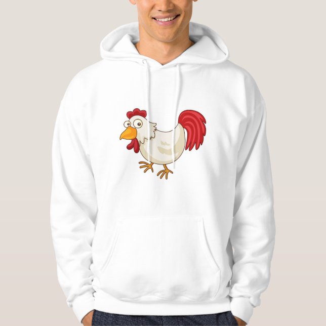 Comic-Hahn Weiße Henne Hoodie (Vorderseite)