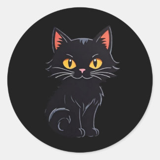 Comic-Halloween-Schwarze-Katzen-Aufkleber Runder Aufkleber