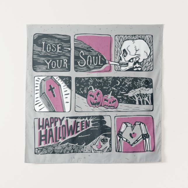 Comic Halloween: Spaß-Illustration Wandteppich (Vorderseite)