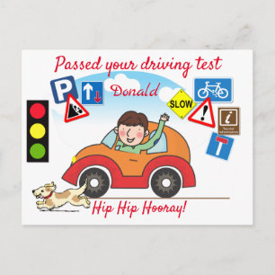 Comic hat den Fahrtest Personalisiert bestanden Postkarte