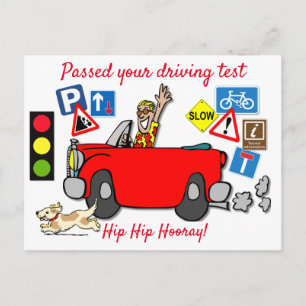 Comic hat Ihren Driving Test bestanden Postkarte
