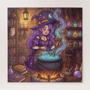 Comic-Hexe beim Liebestrank Puzzle