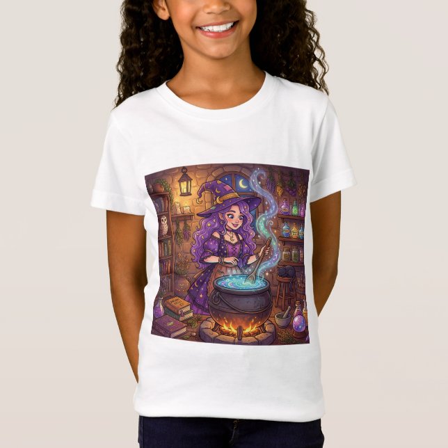 Comic-Hexe beim Liebestrank T-Shirt (Vorderseite)