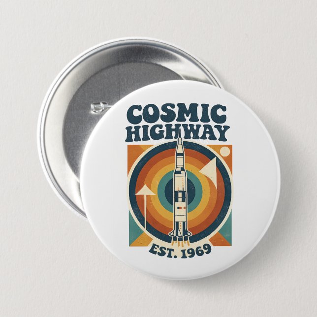 Comic Highway – Lustige Pop Art für Comic-Fans Button (Vorne & Hinten)