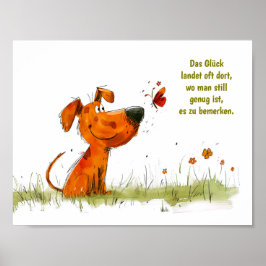 Comic-Hund und Schmetterlingmoment Poster