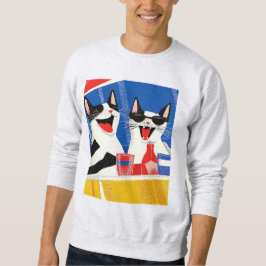Comic Joyful Perfect Cat Duo Freude an Sommerspiel Sweatshirt