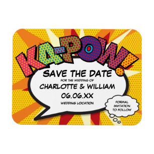 Comic KA-POW Moderner Spaß Save the Date Magnet
