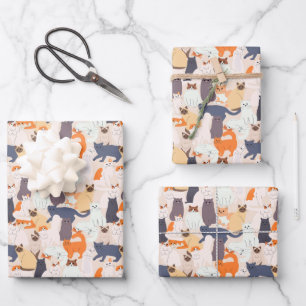 Comic-Katze-Haustier-Muster-Geschenk  Geschenkpapier Set