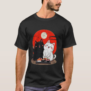 Comic-Katze isst Sushi Liebhaber Frauen Männer Kin T-Shirt
