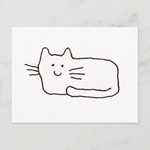 Comic-Katze-Linienzeichnung Postkarte
