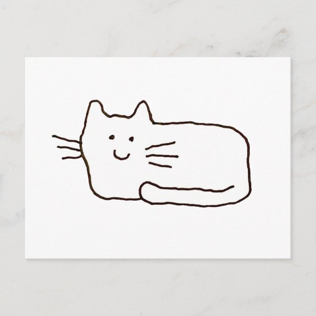 Comic-Katze-Linienzeichnung  Postkarte (Vorderseite)