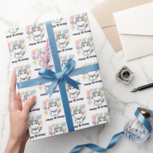 Comic-Katze und farbenfrohe Alles Gute zum Geburts Geschenkpapier