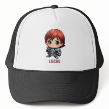 Comic Knight Chibi Kid Character Trucker Hat