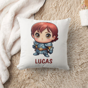 Comic Knight Hero Kids Throw Kissen
