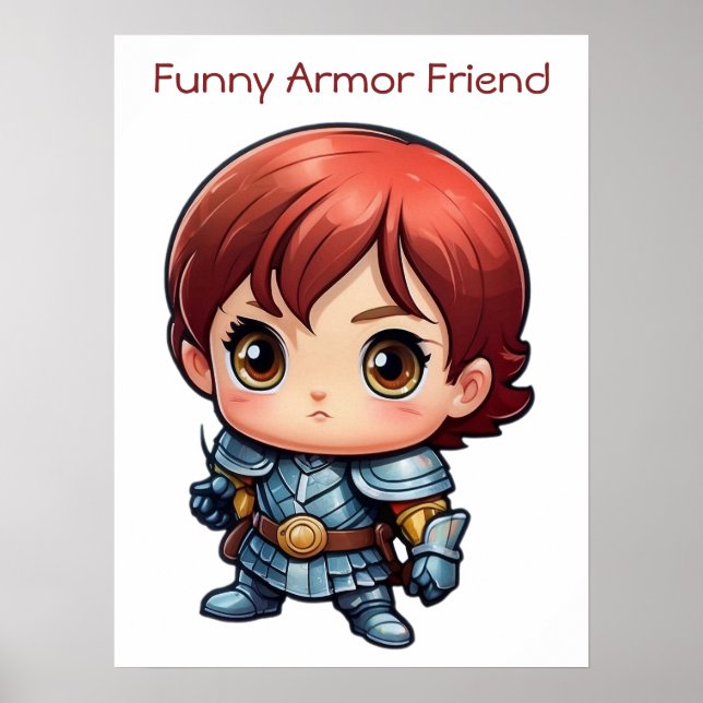 Comic Knight Lustiger Rüstungsfreund Kinder Wandpo Poster (Vorne)